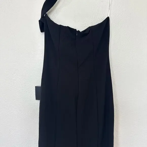 NWT Lulus Seraphina Black Asymmetrical Column Maxi Dress Formal Black Tie Medium - Picture 7 of 10